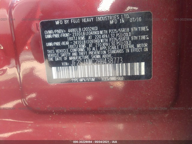 Photo 8 VIN: JF2SJAWC2HH438773 - SUBARU FORESTER 