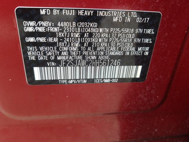 Photo 9 VIN: JF2SJAWC2HH561246 - SUBARU FORESTER 2 