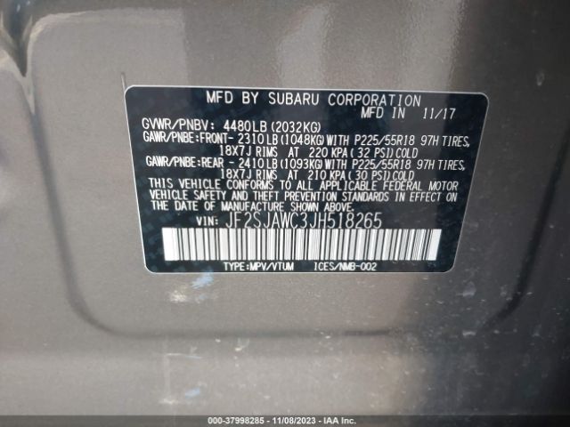 Photo 8 VIN: JF2SJAWC3JH518265 - SUBARU FORESTER 