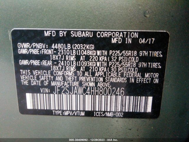 Photo 8 VIN: JF2SJAWC4HH800246 - SUBARU FORESTER 