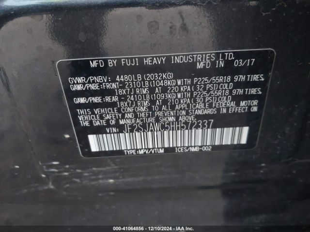 Photo 8 VIN: JF2SJAWC5HH572337 - SUBARU FORESTER 