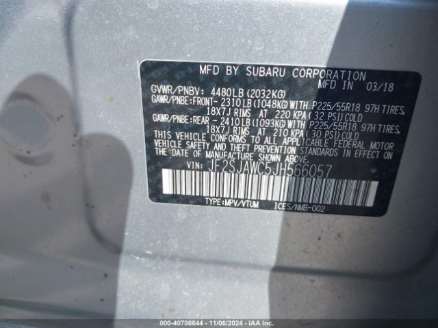 Photo 8 VIN: JF2SJAWC5JH566057 - SUBARU FORESTER 