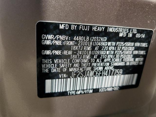 Photo 9 VIN: JF2SJAWC6FH417759 - SUBARU FORESTER 2 