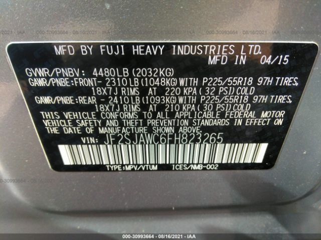 Photo 8 VIN: JF2SJAWC6FH823265 - SUBARU FORESTER 