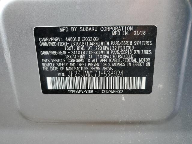 Photo 11 VIN: JF2SJAWC7JH538924 - SUBARU FORESTER 2 