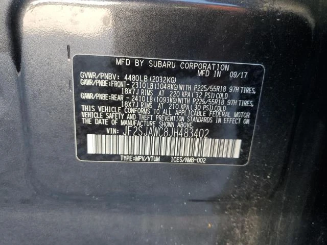 Photo 12 VIN: JF2SJAWC8JH483402 - SUBARU FORESTER 2 