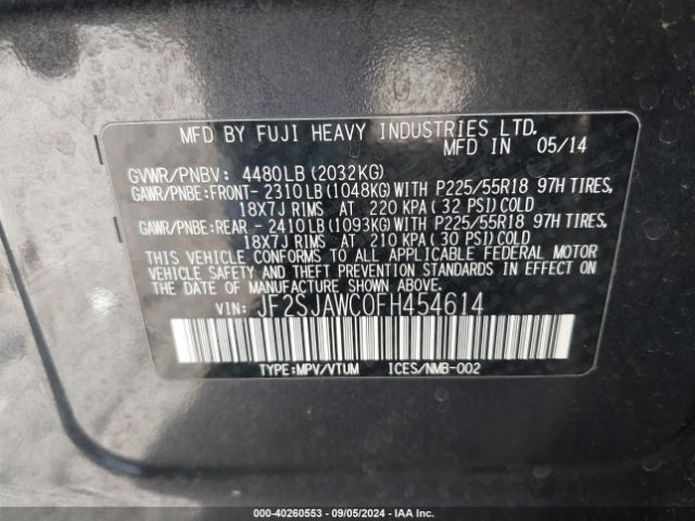 Photo 8 VIN: JF2SJAWCAFH454614 - SUBARU FORESTER 