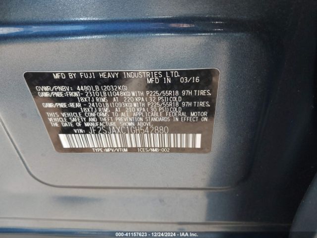 Photo 8 VIN: JF2SJAXC1GH542880 - SUBARU FORESTER 