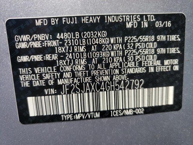 Photo 9 VIN: JF2SJAXC4GH542792 - SUBARU FORESTER 2 