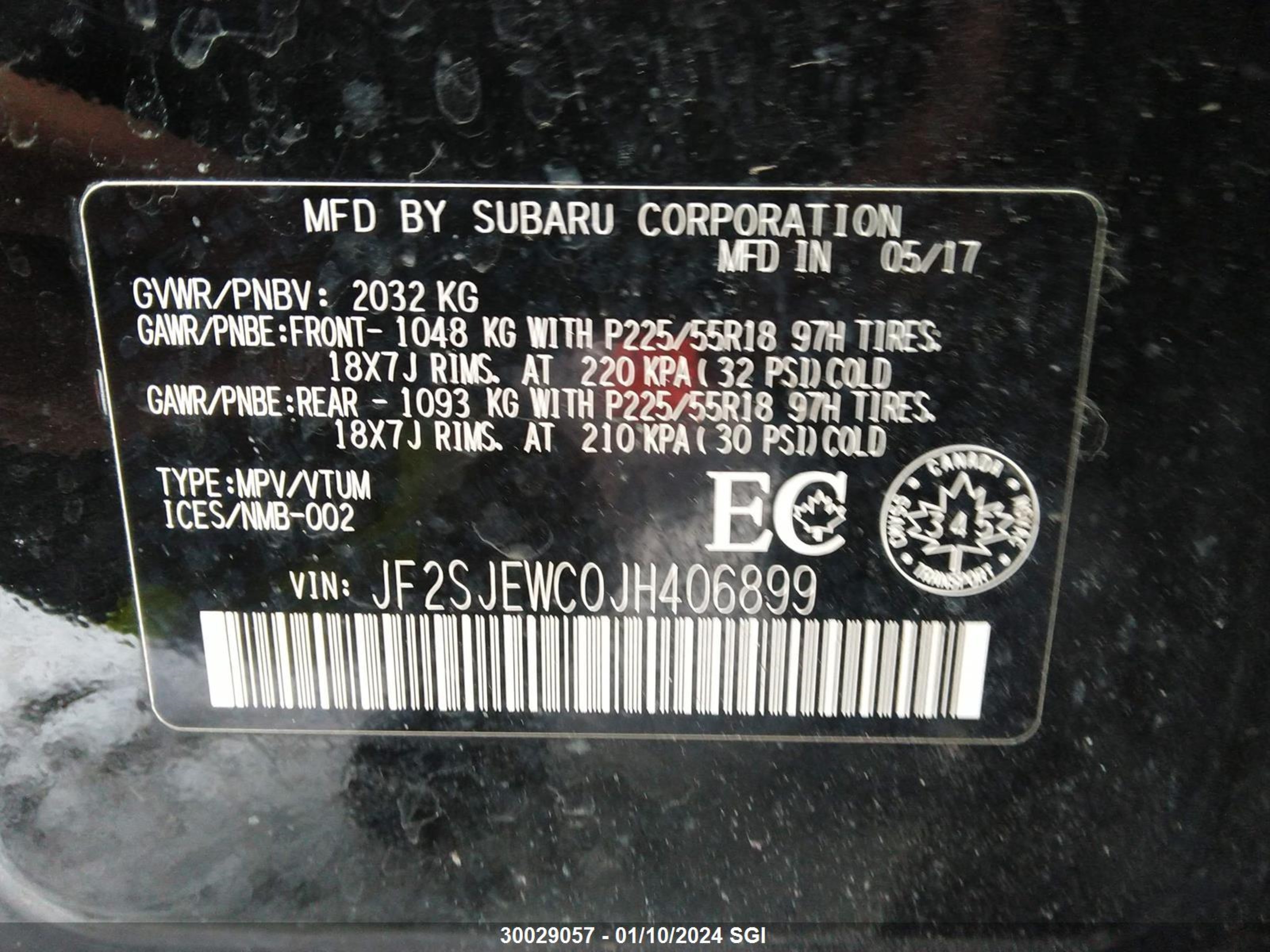 Photo 8 VIN: JF2SJEWC0JH406899 - SUBARU FORESTER 