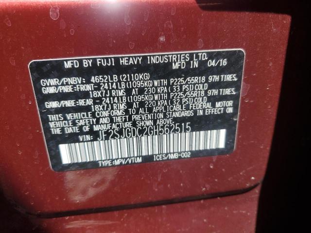 Photo 11 VIN: JF2SJGDC2GH562515 - SUBARU FORESTER 