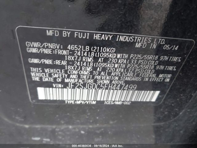 Photo 8 VIN: JF2SJGDC5FH447499 - SUBARU FORESTER 