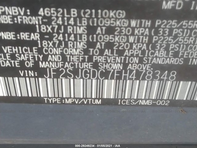 Photo 8 VIN: JF2SJGDC7FH478348 - SUBARU FORESTER 