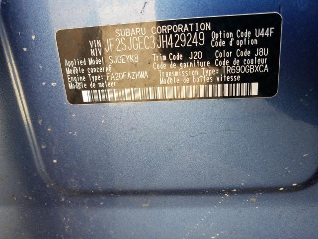 Photo 9 VIN: JF2SJGEC3JH429249 - SUBARU FORESTER 