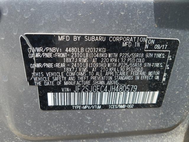 Photo 9 VIN: JF2SJGEC4JH480579 - SUBARU FORESTER 