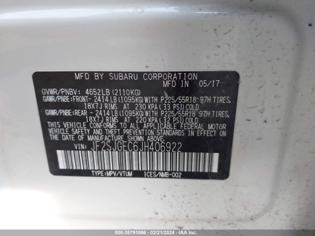 Photo 8 VIN: JF2SJGEC6JH406922 - SUBARU FORESTER 