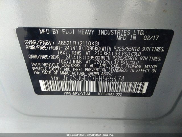 Photo 8 VIN: JF2SJGEC7HH565474 - SUBARU FORESTER 