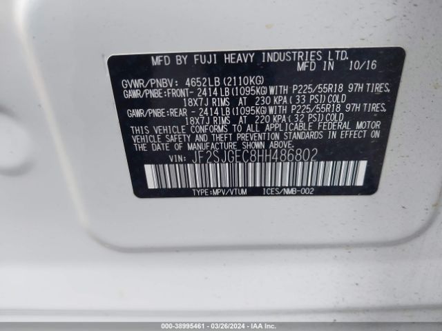 Photo 8 VIN: JF2SJGEC8HH486802 - SUBARU FORESTER 