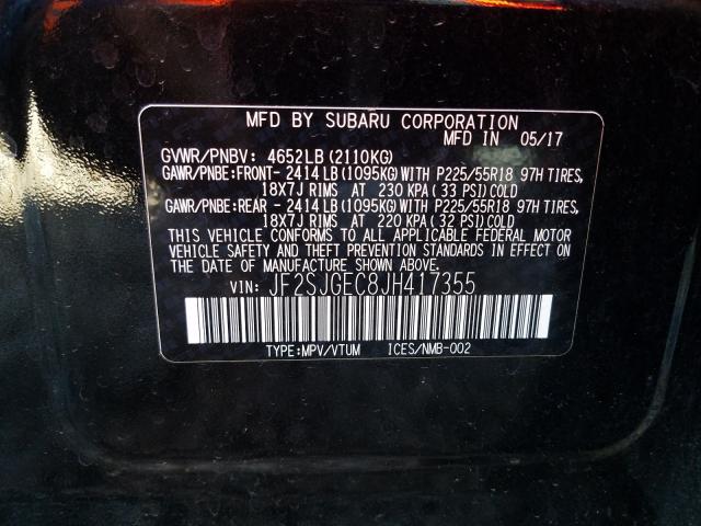 Photo 9 VIN: JF2SJGEC8JH417355 - SUBARU FORESTER 2 