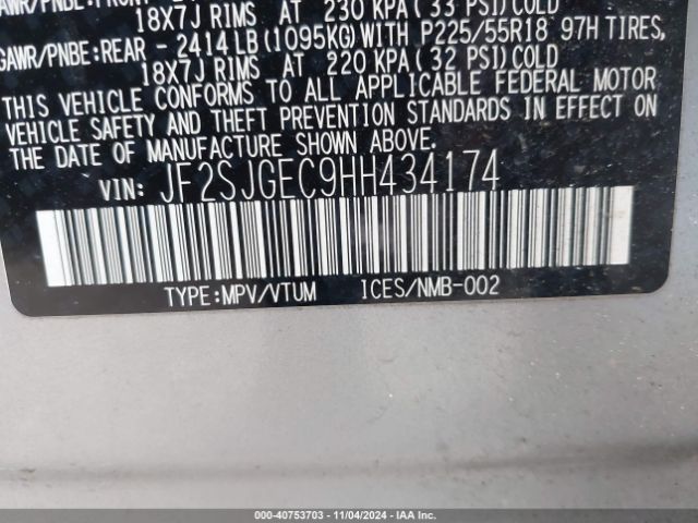 Photo 8 VIN: JF2SJGEC9HH434174 - SUBARU FORESTER 