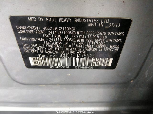 Photo 8 VIN: JF2SJGMC3EH475624 - SUBARU FORESTER 