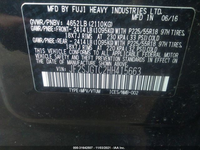 Photo 8 VIN: JF2SJGTC2HH415663 - SUBARU FORESTER 