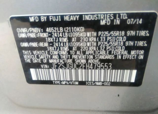 Photo 8 VIN: JF2SJGUC2FH479553 - SUBARU FORESTER 