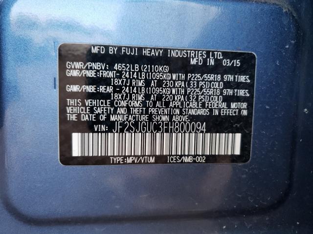 Photo 9 VIN: JF2SJGUC3FH800094 - SUBARU FORESTER 2 