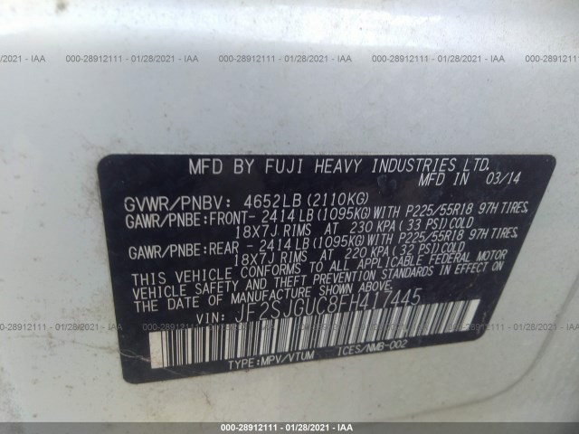 Photo 8 VIN: JF2SJGUC8FH417445 - SUBARU FORESTER 