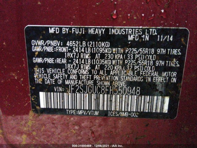 Photo 8 VIN: JF2SJGUC8FH550948 - SUBARU FORESTER 