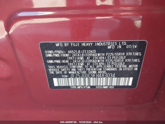 Photo 8 VIN: JF2SJGUC9FH483034 - SUBARU FORESTER 