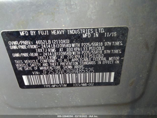 Photo 8 VIN: JF2SJGVC8GH485325 - SUBARU FORESTER 