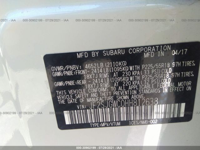 Photo 8 VIN: JF2SJGWC0HH812638 - SUBARU FORESTER 