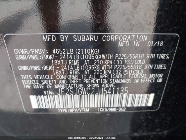 Photo 8 VIN: JF2SJGWC2JH541135 - SUBARU FORESTER 