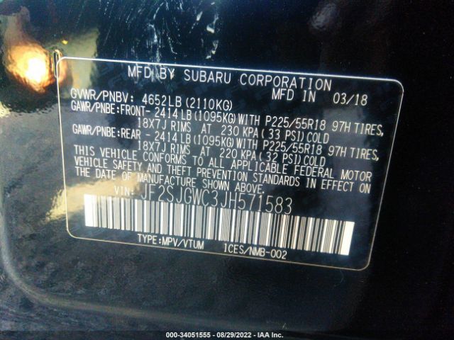 Photo 8 VIN: JF2SJGWC3JH571583 - SUBARU FORESTER 