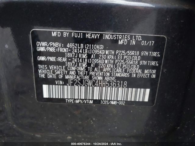 Photo 8 VIN: JF2SJGWC4HH536318 - SUBARU FORESTER 