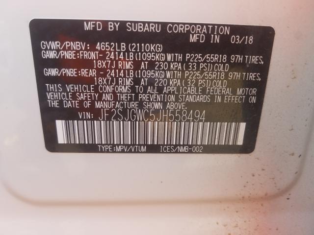 Photo 9 VIN: JF2SJGWC5JH558494 - SUBARU FORESTER 