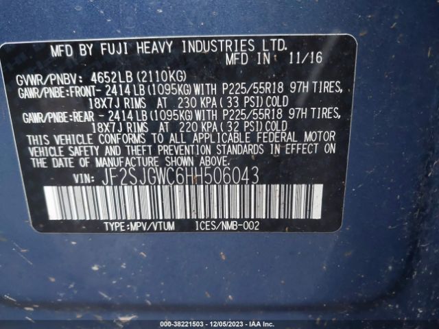 Photo 8 VIN: JF2SJGWC6HH506043 - SUBARU FORESTER 