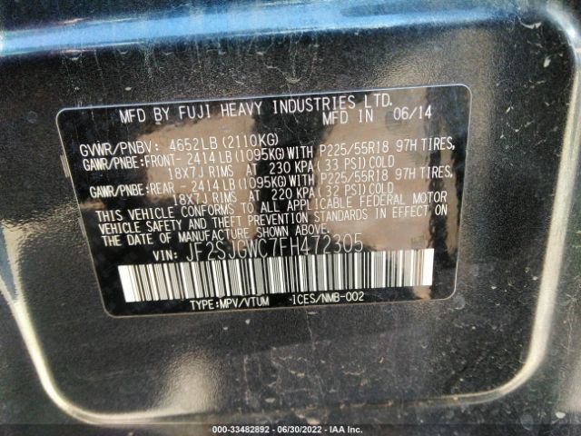 Photo 8 VIN: JF2SJGWC7FH472305 - SUBARU FORESTER 