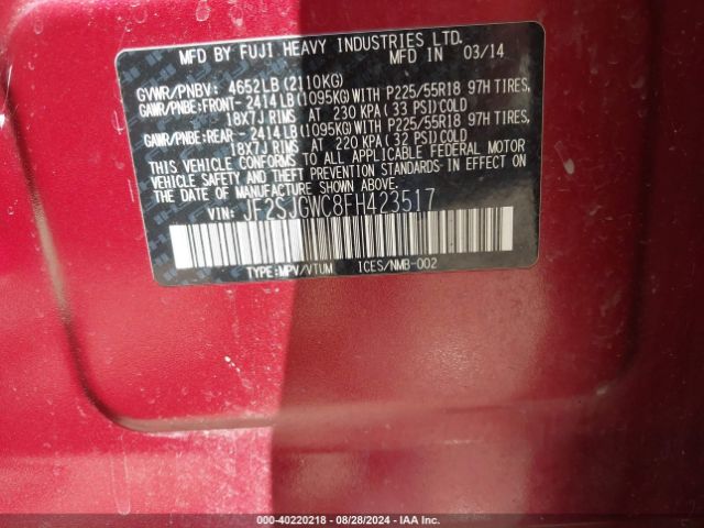 Photo 8 VIN: JF2SJGWC8FH423517 - SUBARU FORESTER 