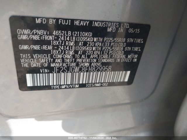 Photo 8 VIN: JF2SJGWC8FH829958 - SUBARU FORESTER 