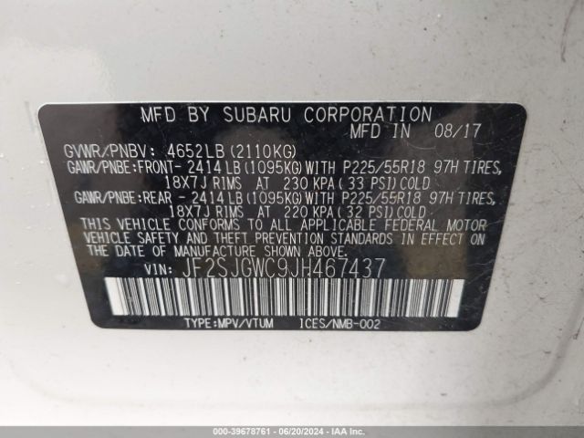 Photo 8 VIN: JF2SJGWC9JH467437 - SUBARU FORESTER 