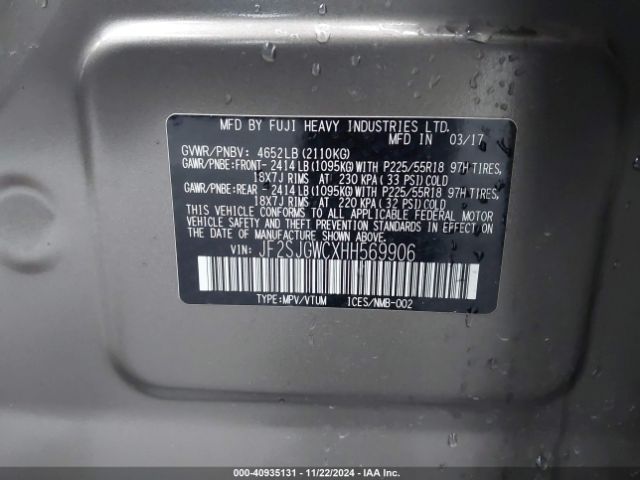 Photo 8 VIN: JF2SJGWCXHH569906 - SUBARU FORESTER 