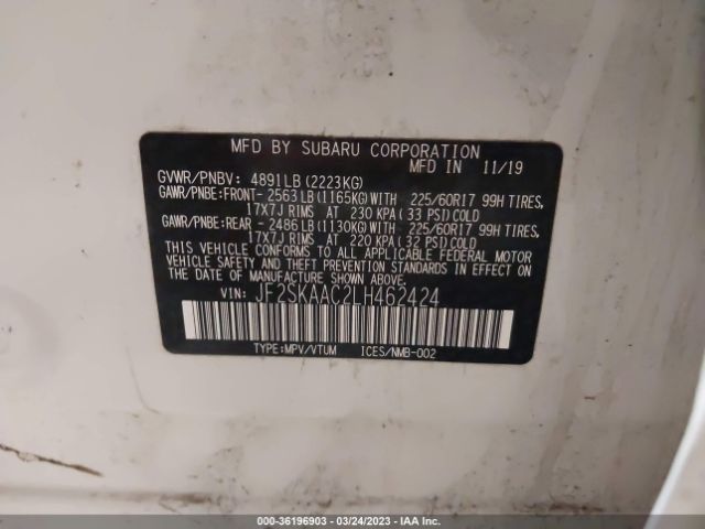 Photo 8 VIN: JF2SKAAC2LH462424 - SUBARU FORESTER 