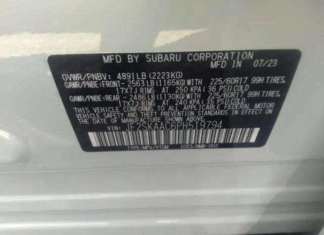 Photo 8 VIN: JF2SKAAC6PH519794 - SUBARU FORESTER 