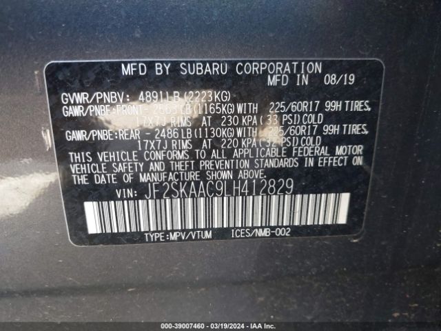 Photo 8 VIN: JF2SKAAC9LH412829 - SUBARU FORESTER 