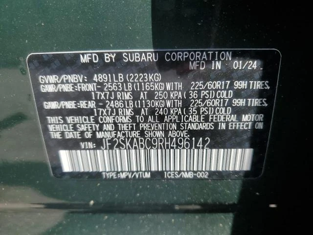 Photo 12 VIN: JF2SKABC9RH496142 - SUBARU FORESTER 