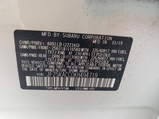 Photo 11 VIN: JF2SKACC0KH494719 - SUBARU FORESTER 