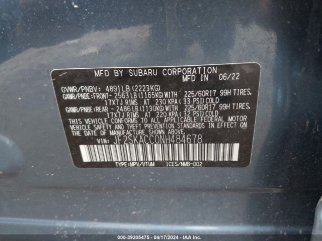 Photo 8 VIN: JF2SKACC0NH484678 - SUBARU FORESTER 