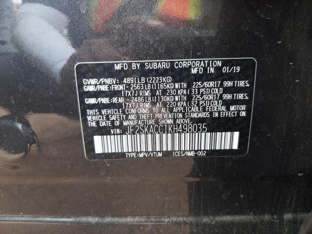 Photo 9 VIN: JF2SKACC1KH498035 - SUBARU FORESTER 